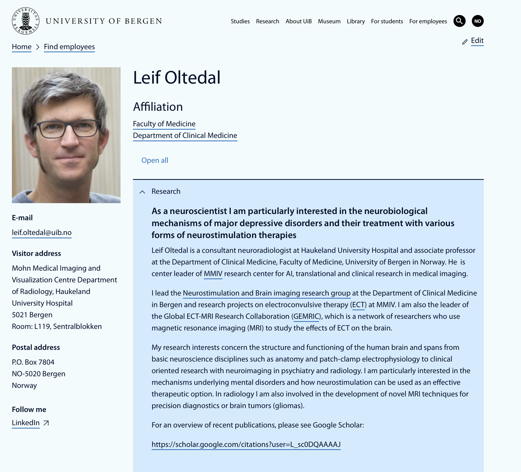 Portrait of Leif Oltedal